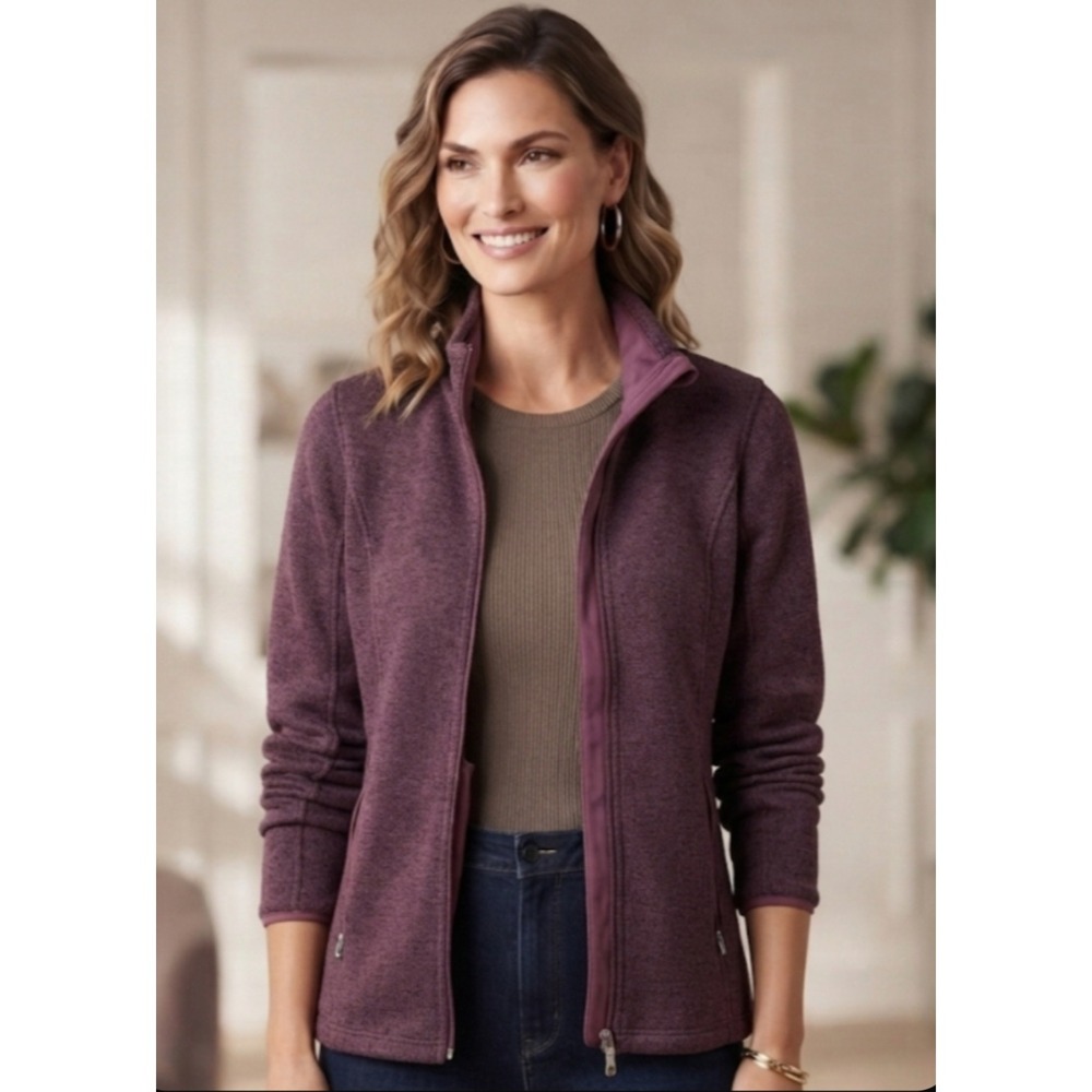 Spyder Full Zip Sweater Jacket Purple Heathered Fleece Lined Medium 1045348